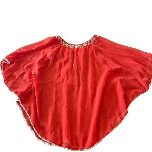 Gianni Bini flutter sleeve embroidered sheer flowy blouse size small - Picture 7 of 11